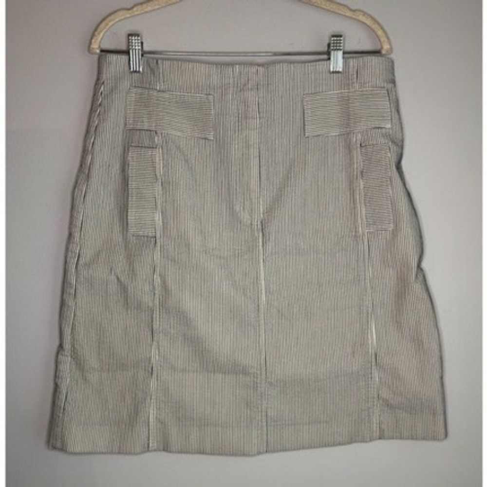 Worth New York Pinstripe Cotton Silk Blend Pencil Skirt Navy White Size 12